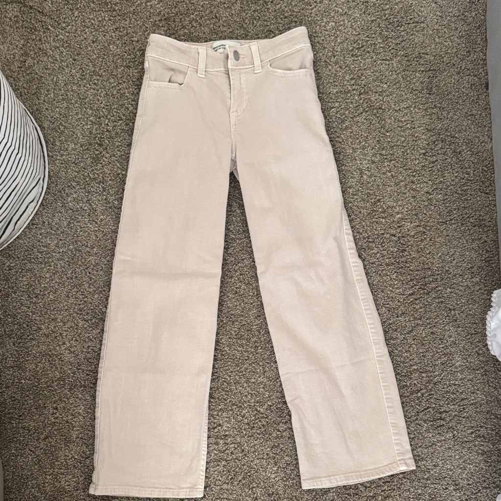 Abercrombie Kids Cream/Tan Straight-Leg Jeans